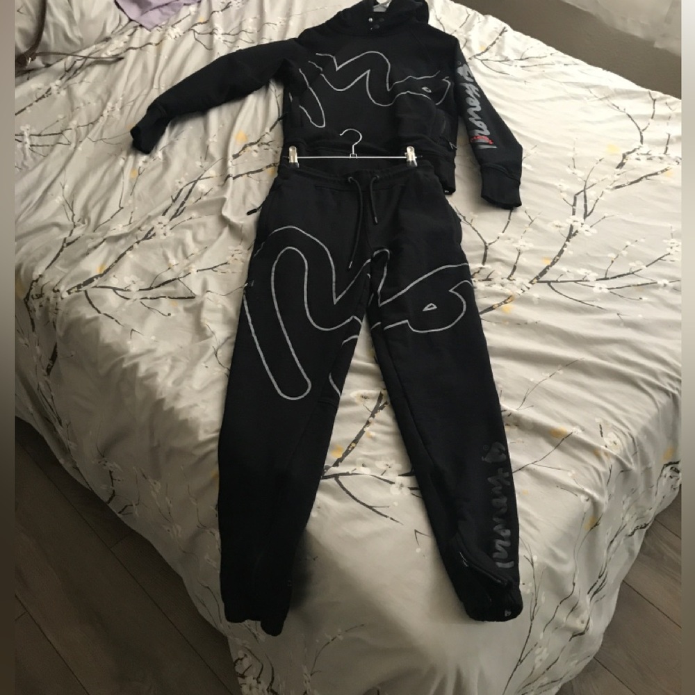 Rare MONEY FLUX HOOD TRACKSUIT BLACK OVERSIZED w Matching Joggers